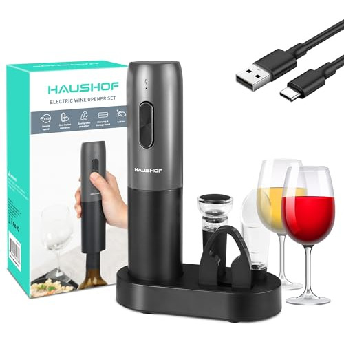 Haushof Electric Wine Opener Set, Electric Corkscrew Wine Op