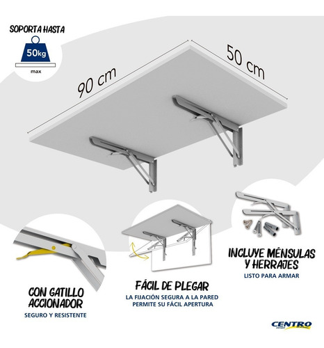 Imagen 4 de 10 de Escritorio Plegable Pared Modelo 9050 Estante Rebatible