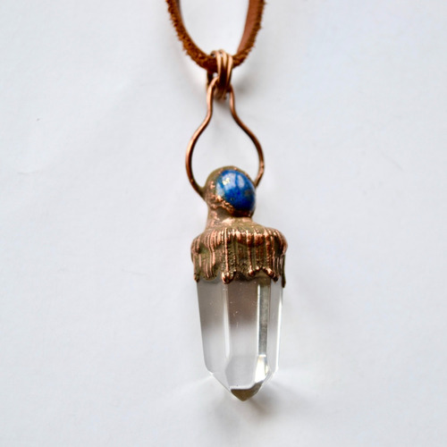 Imagen 5 de 6 de Amuleto - Collar Piedras Lapislazuli Y Cuarzo Cristal, Cod1