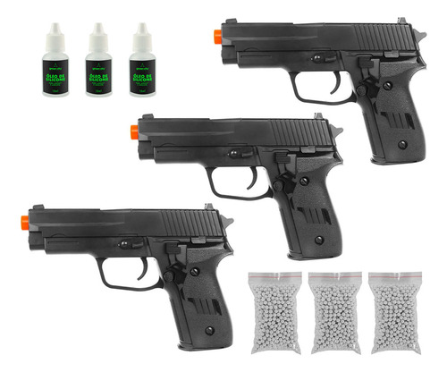 Arma Airsoft Barato Vigor 6mm Kit 3un + 3 Bolinhas + 3 Óleos