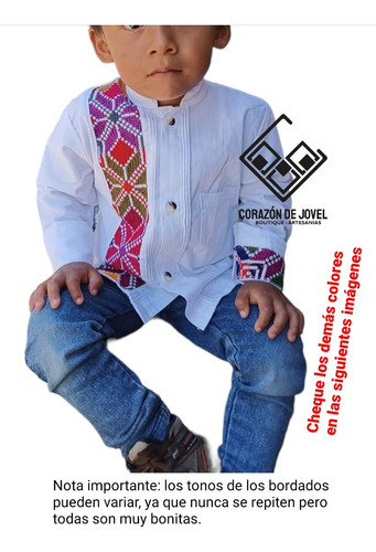 Camisas/guayaberas Niños En Manga Larga Bordadas Punto Cruz 