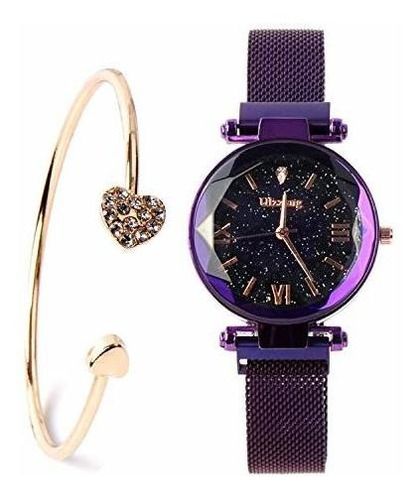 Reloj De Pulsera - Luxury Quartz Starry Sky Dial Ladies Wris