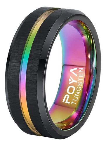 Poya Tungsten Anillo Lgbt Chapado En Negro Para Hombres Y Mu