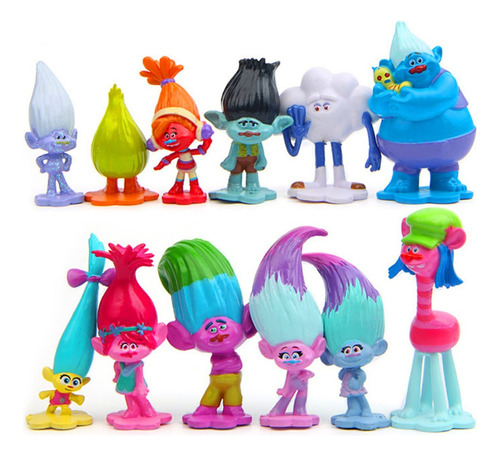 12 Piezas De Juguetes Trolls Y Mini Trolls Actio Toys