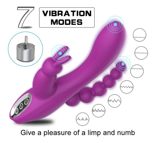 Vibrador Consolador Dildo Triple 3 En 1 Resistente Al Agua