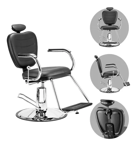 Cadeira de Barbeiro Reclinável Dubai - Pé Redondo - Cadeira de