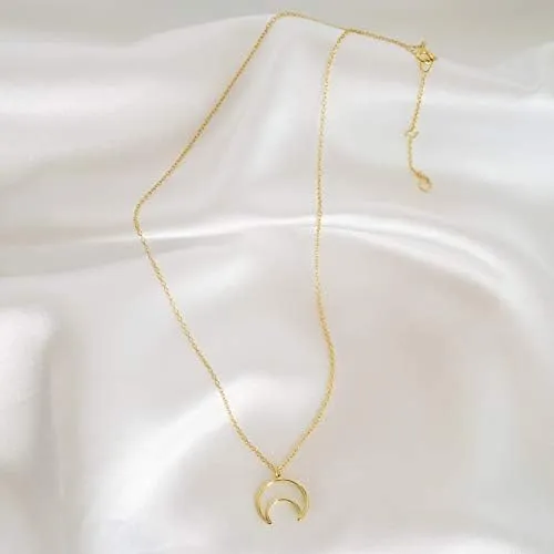 Bellaboho Collar De Luna Creciente Cadena Chapada En Oro De