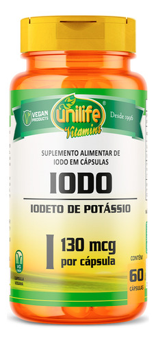 Unilife Iodeto De Potássio 450mg  Iodo 60 Cápsulas