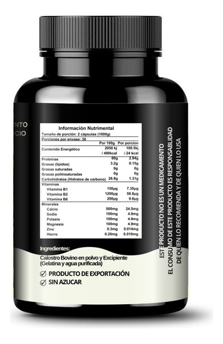 Colostrum (calostro Bovino) 60 Cápsulas 500mg Sistema Inmune