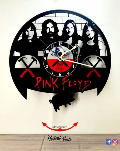 Reloj De Vinilo Con Pendulo Pink Floyd Decoracion
