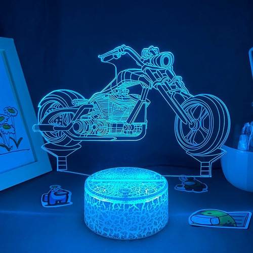 Luz Nocturna Led Con Forma De Motocicleta Con Ilusión 3d, Re