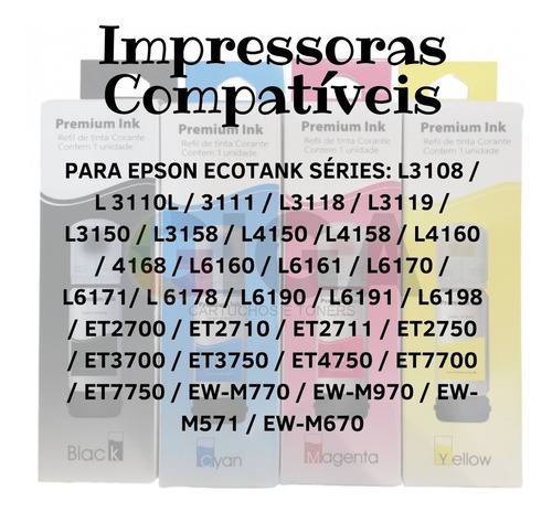 5 Tintas Compatíveis 544/504 70ml Para L3150 L3110 L4150