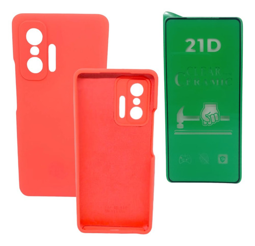 Silicone Case Para Xiaomi Mi 11t- 11t Pro Y Vidrio Ceramico