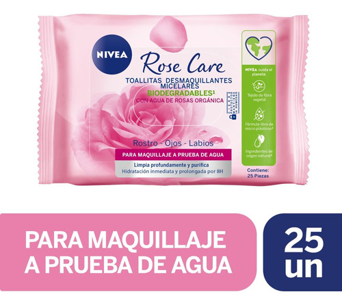 Toallas Desmaquillantes Biodegradable Roses 25u Nivea