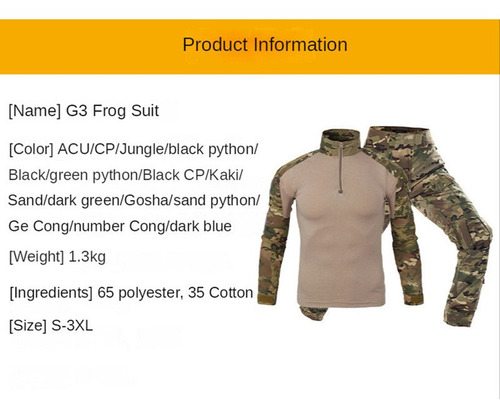 Traje De Rana G3 De Camuflaje Táctico Para Exteriores, Coder