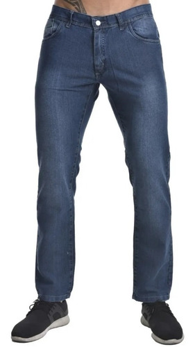 Imagen 1 de 5 de Pantalon Jean Recto Azul Rigido Hombre Talles 40-46