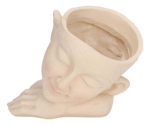 Maceta Con Cabeza De Resina, Cara, Flor, Sleeping Girl High