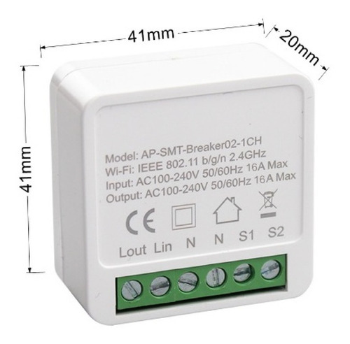 Imagen 3 de 8 de Mini Switch Interruptor Wifi Tuyasmart 1 Canal -domotica-