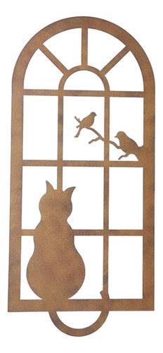 Ventana De Gato Con Silueta De Metal, Decoración De Pared