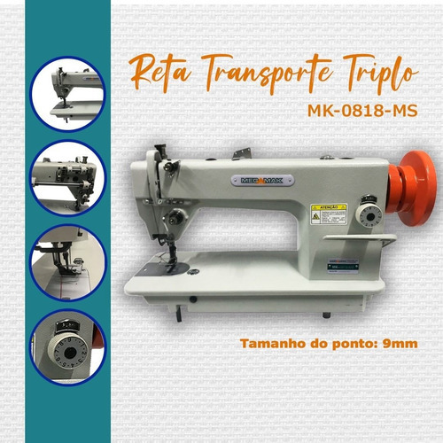 Transporte Triplo, 1 Agulha, Megamak +servo Motor 220v + Kit Cor Cinza