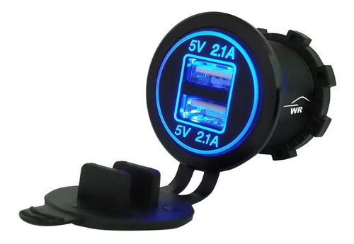 Tomada Carregador USB Veicular 4.2a - 2 Saídas 2.1a Substitui O Acendedor Led Azul