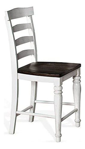 Taburete Bar Asiento Madera 24  Color Blanco