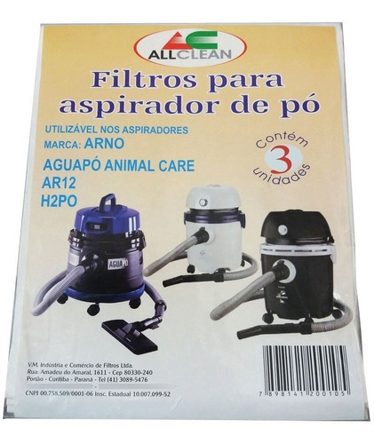 Saco Descartável Aspirador Po Arno Aguapó Animal Care 1400w