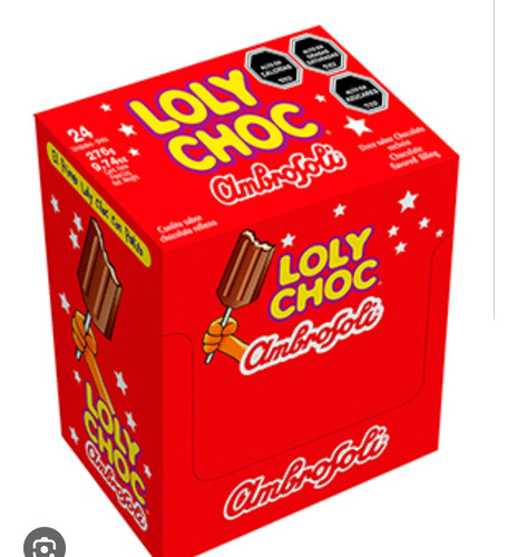 Paletas De Chocolate Loly Choc Caja De 24 Unidades 