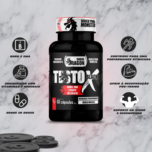 2x Testo X Black 60 Cápsulas Usa Ganho De Força Sabor Sem Sabor