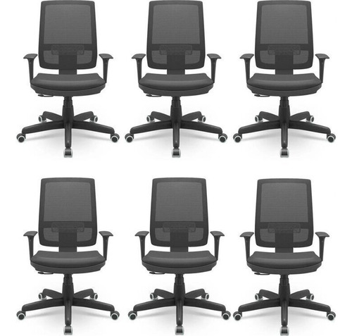 Kit 6 Cadeiras Escritório Presidente Ergonômica Nr17 Wt