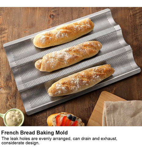 Bandeja para hornear pan francés de 3 ranuras Baguette Waves Bandeja para hornear para hornear pan 