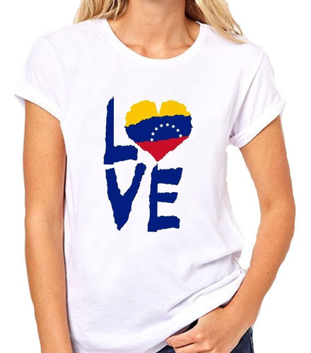 Remera De Mujer Venezuela Frase Amor Cultura Bandera