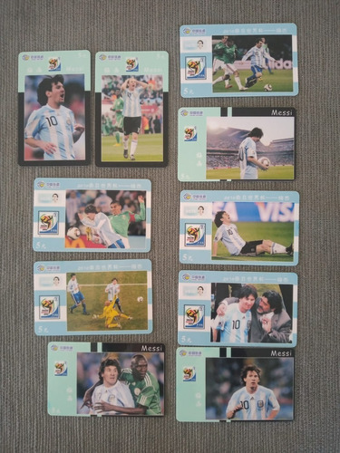 Messi - 10 Tarjetas Telefonica Chinas Mundial Sudafrica 2010