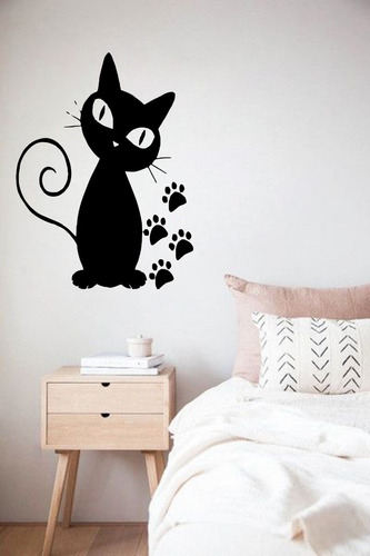 Vinilos Decorativos Vinil Pared Silueta Gato Negro Con