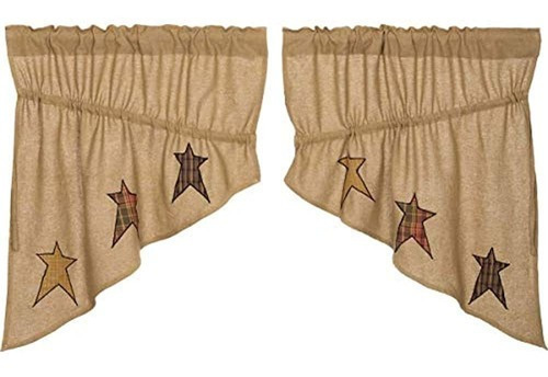 Arpillera Apliques Estrella Pradera Swag  Conjunto De 2