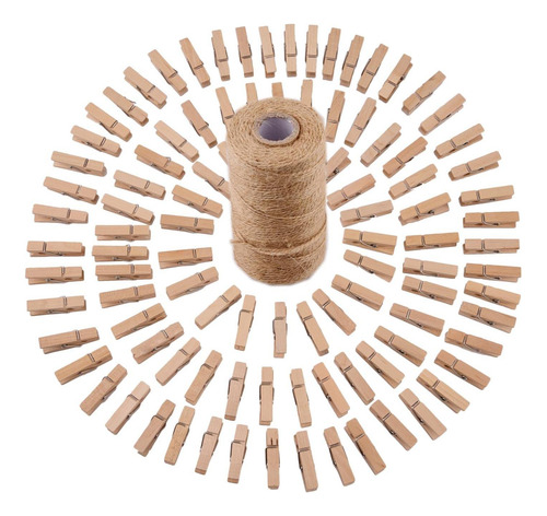 Sunmns 320 Pies De Yute Hilo Y 100 Piezas Mini Pinzas De De