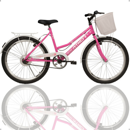 Bicicleta Infantil Feminina Athor Nature Aro 24 C/ Cesto