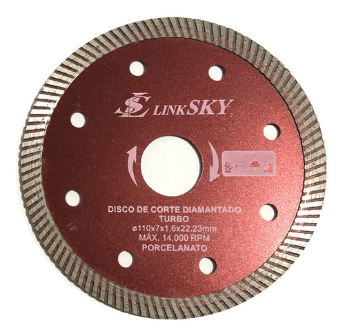 Disco Turbo Porcelanato Para Esmerilhadeira Furo 22mm
