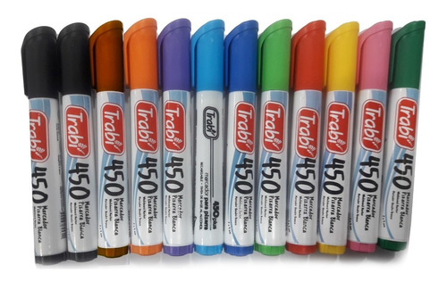 Imagen 2 de 2 de Kit X 12 Marcador Trabi 450 Para Pizarra Colores Surtidos