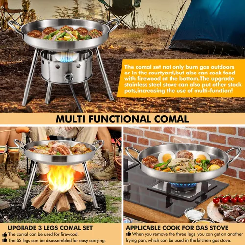 Aosion - Juego De Comal De Acero Inoxidable De 21 Pulgadas R