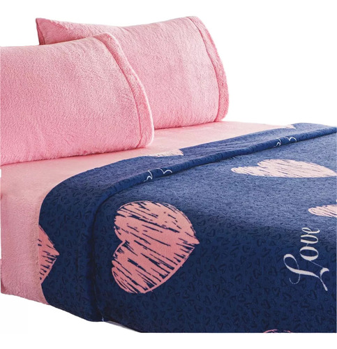 Juego De Sábanas Invernales Matrimonial Heart Corazones Concord Calientitas