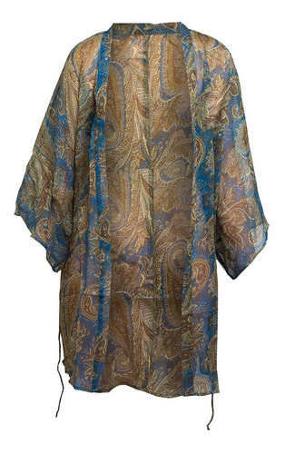 Imagen 2 de 7 de Kimono Chal Blusa Cardigan De Playa Mujer Casual Gasa Made I