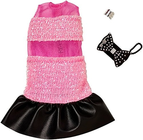 Barbie Ropa - Rosa Y Negro Glitter Vestido