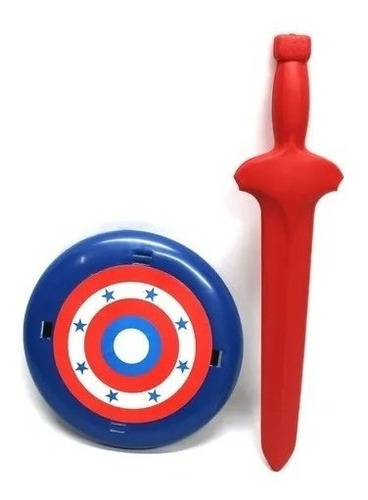Kit Brinquedo Infantil Espada E Escudo Herói Capitao América Cor Azul