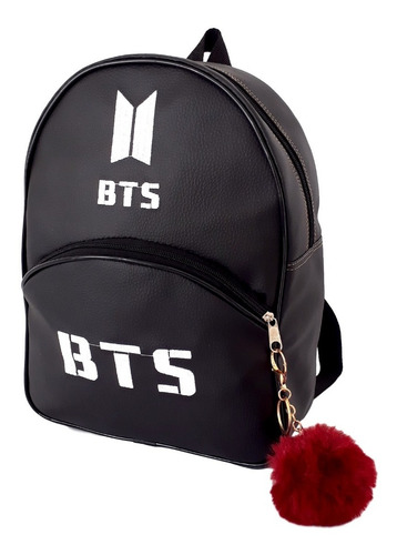 Mochila Bts Unissex Juvenil Escolar C/ Chaveiro Pompom