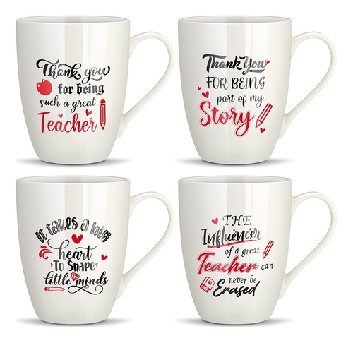 4 Tazas De Café Para Profesores, Regalos Para Profesores