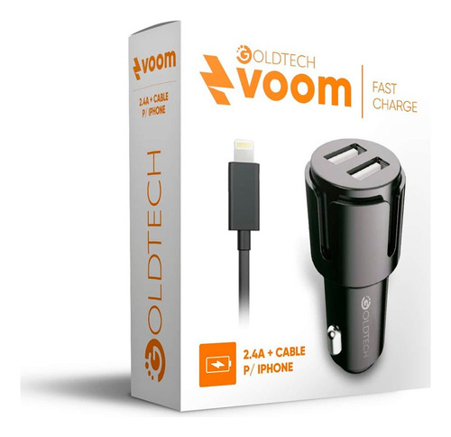 Adaptador Doble 2.4a 12v Y Cable Para iPhone Goldtech