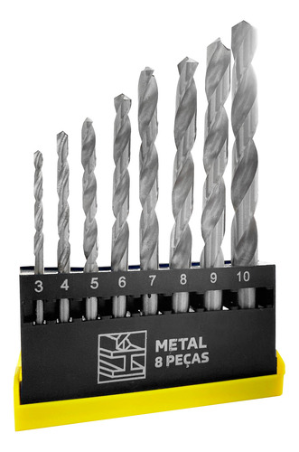 Conjunto Brocas Para Metal Completo Com 8 Peças De 3 A 10mm
