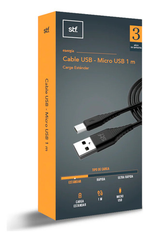 Cable Stf Micro Usb V8 1m Color Negro