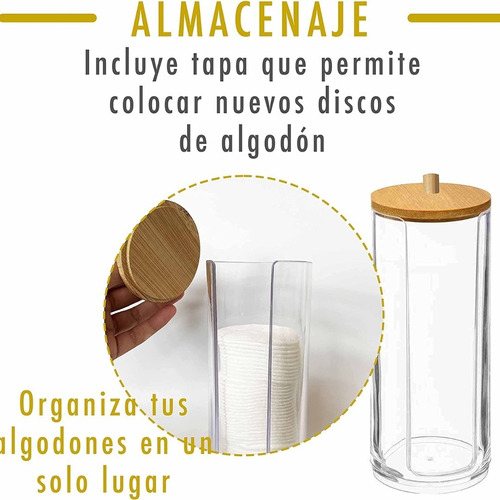 Imagen 4 de 9 de Organizador Porta Algodón Desmaquillante Acrílico Y Madera